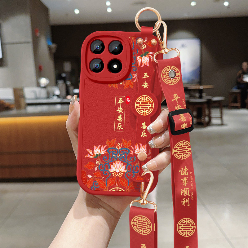 适用小米17手机壳xiaomi17promax女士MIUI17ultra小羊皮腕带支架挂绳17Pro平安喜乐新款保护套硅胶软防摔外壳