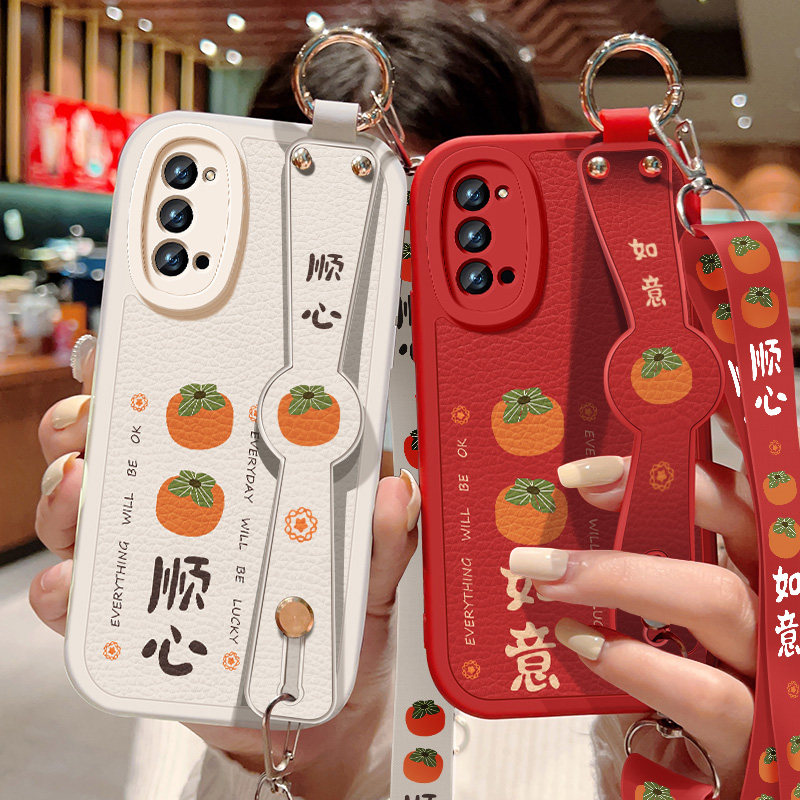 柿柿顺心适用opporeno4手机壳reno4pro新款女士reno4se背带斜跨腕带挂绳小羊皮保护套5g防摔oppo硅胶软壳外壳