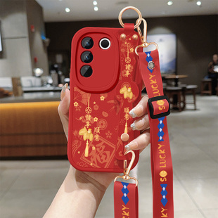 适用vivos16手机壳s16pro新款女士s16e防摔S15E硅胶软壳VIVO红色小马s15pro带挂绳小羊皮新年保护套超薄外壳