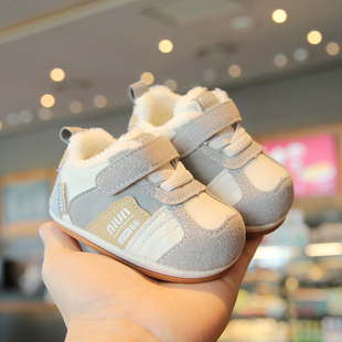 2岁男女宝宝防滑加厚保暖宝宝学步鞋 加绒婴儿学步鞋 冬季