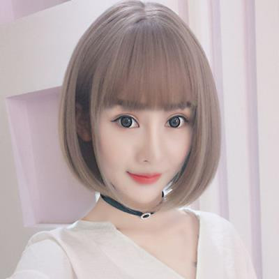 假发女生短发头学生齐肩短直修圆脸可爱网红锁骨内扣
