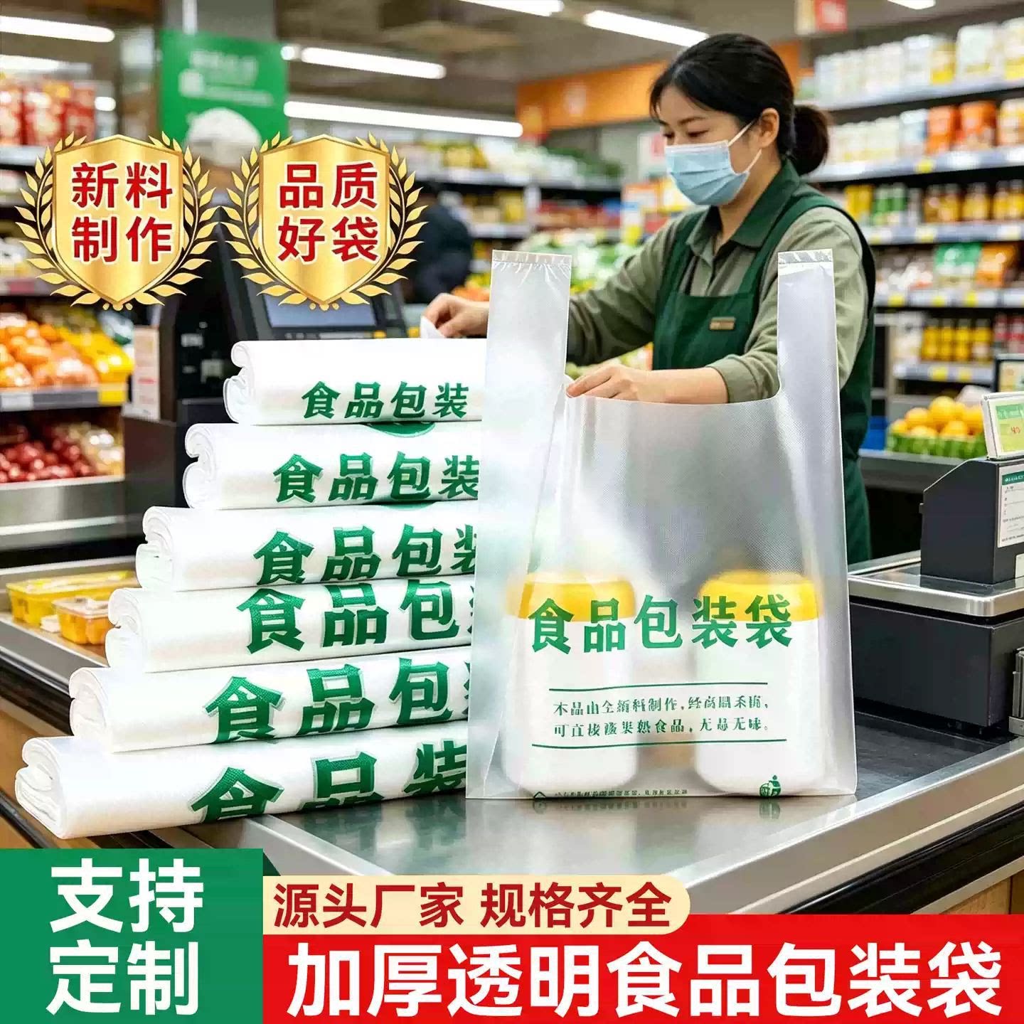 食品级pe商用白色透明方便袋子