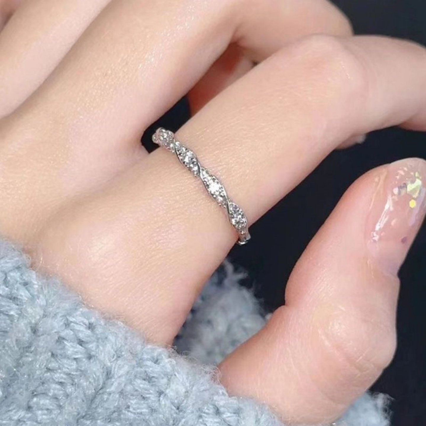 闪钻环绕戒指女ins小众高级感