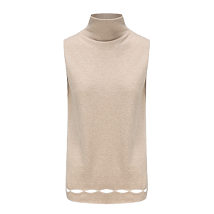 AtelierMissLu【日照金山】镂空设计无袖高领羊绒上衣