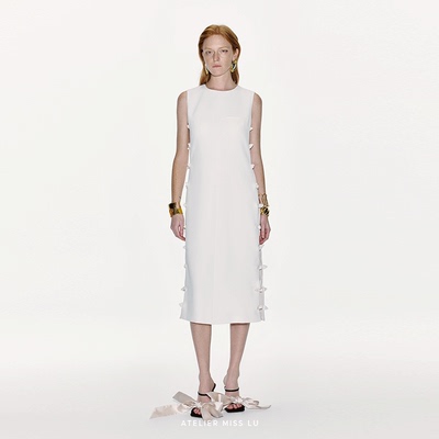 双侧镂空兔耳蝴蝶结拼接连衣裙