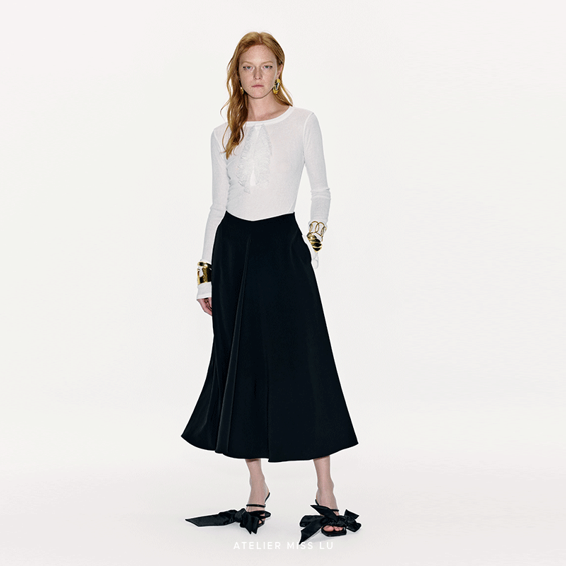 AtelierMissLu【周末美术馆】2025春夏捏褶设计大摆A字伞裙,女装/女士精品,半身裙,淘宝优惠券,粉丝福利购,淘宝优惠卷