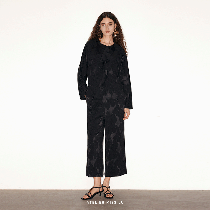 新中式立裁波浪飘片醋酸上衣