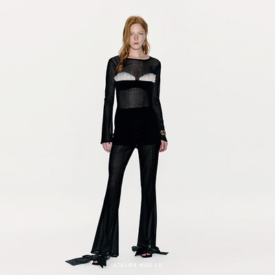 薄纱层叠拼接设计吊带胸衣