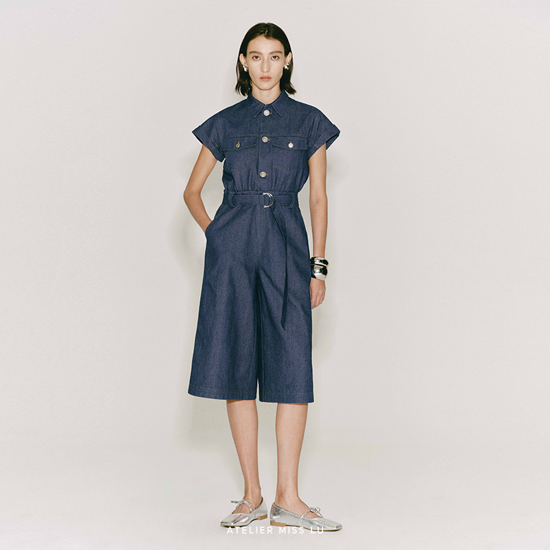 AtelierMissLu【晴空海浪】2024春夏新款造型口袋收腰连体七分裤,女装/女士精品,连体衣/裤,淘宝优惠券,粉丝福利购,淘宝优惠卷