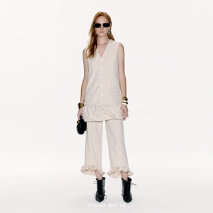 AtelierMissLu【夏日奏章】2025春夏蓬松花苞下摆拼接纽扣连衣裙