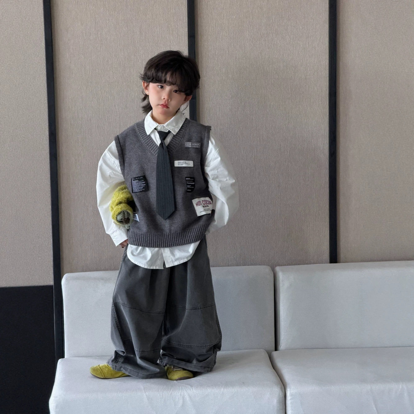 秋季男童学院风叠穿三件套