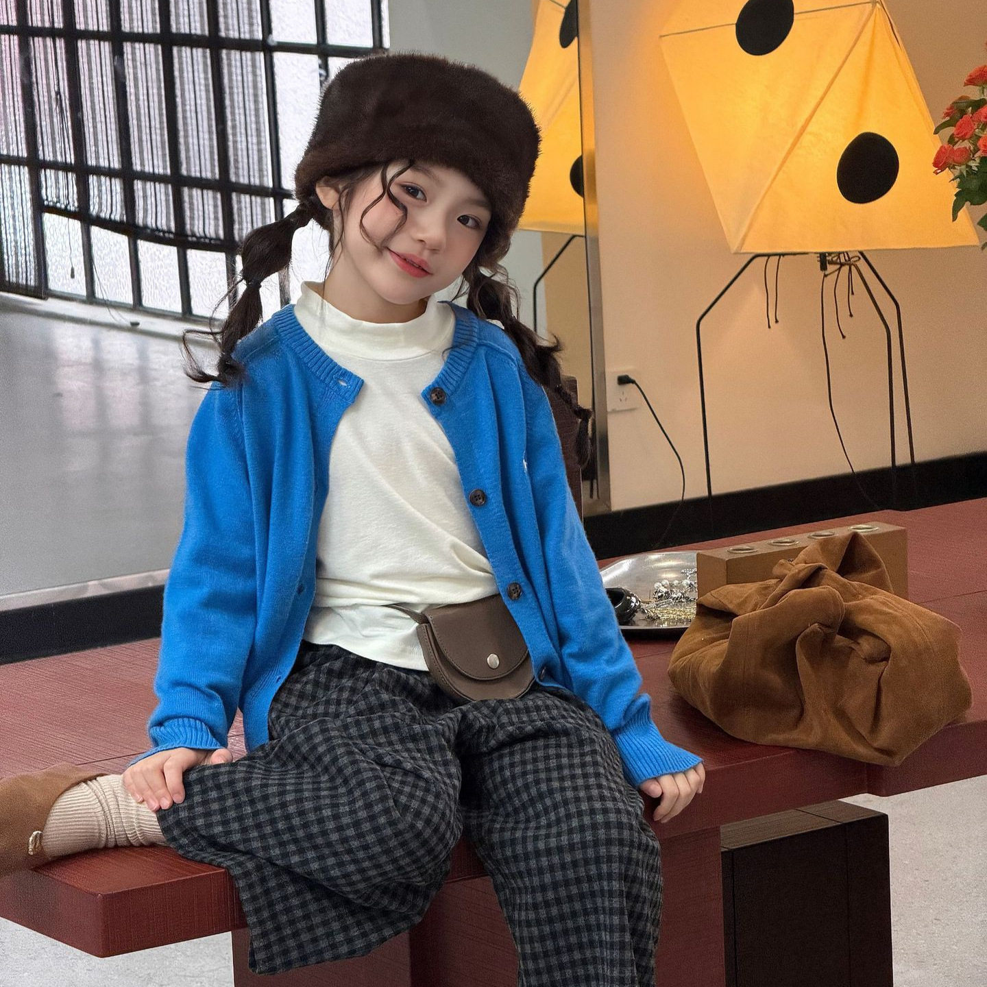 秋季新款女童刺绣针织开衫外套