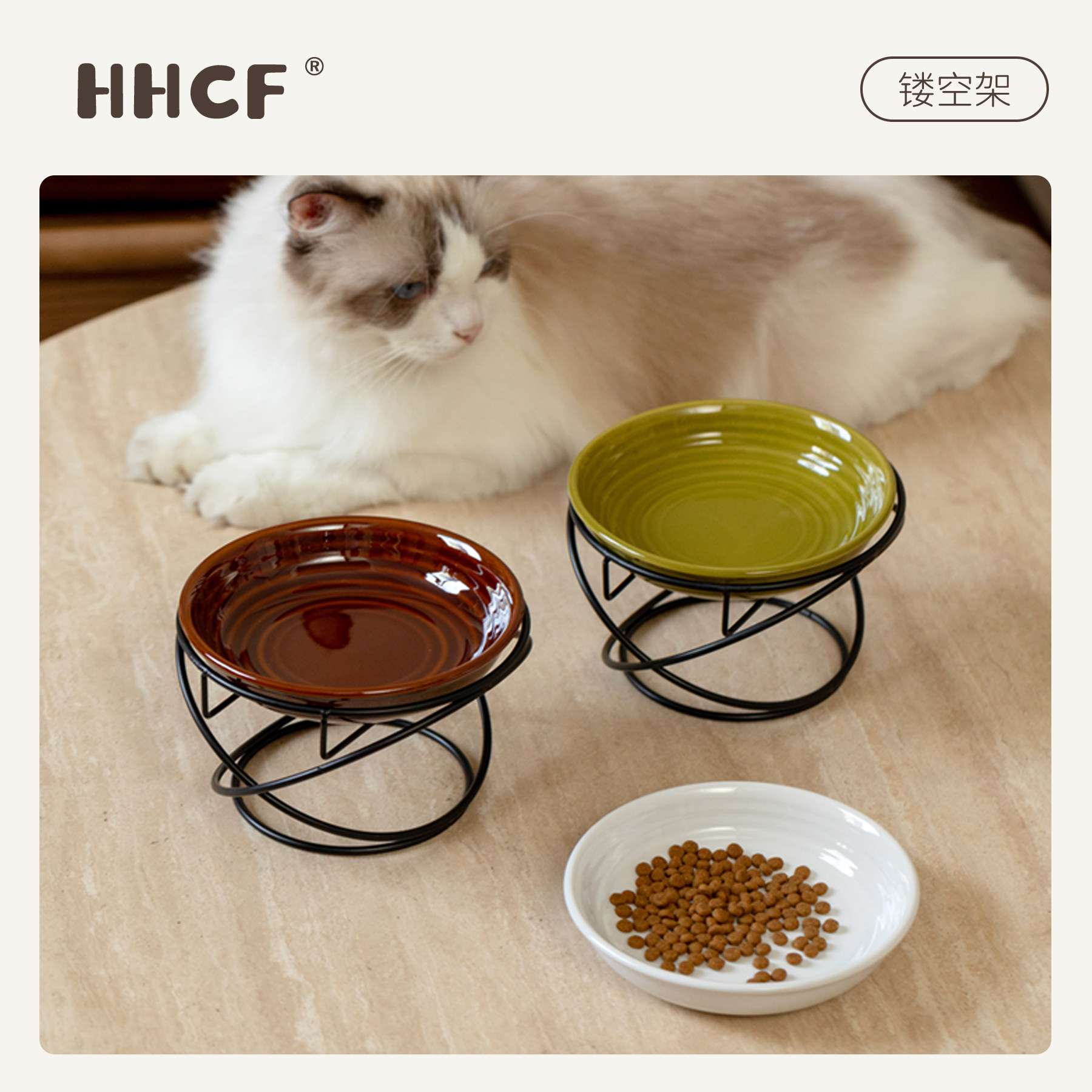 陶瓷宠物用品猫咪狗狗碗盆高脚护颈椎防打翻饮水碗增高架碗粮食盘