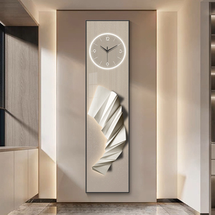 现代简约入门玄关装饰画钟表窄长条客厅楼梯转角挂画抽象创意挂钟