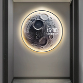 星球月球玄关装 饰画 画夜光屏万年历电子钟表饭厅卧室发光气氛灯