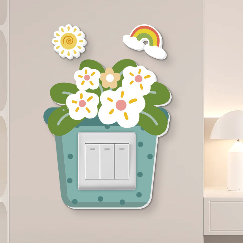 网红插座美化边框套可爱卡通创意装饰贴画防水开关保护套开关墙贴,家居饰品,开关贴,淘宝优惠券,粉丝福利购,淘宝优惠卷
