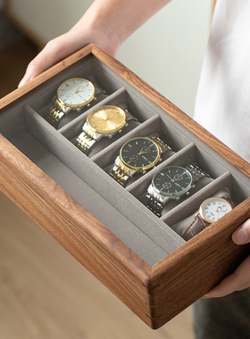 实木高级手表盒收纳盒精致玻璃品质绒布机械表腕表展示盒首饰盒