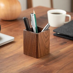 实木笔筒轻奢高级感学生桌面收纳办公室教师节礼物创意多功能笔筒