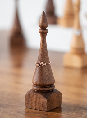 黑胡桃木戒指架托创意锥型柜台展示架实木戒指收纳首饰架耳环架子