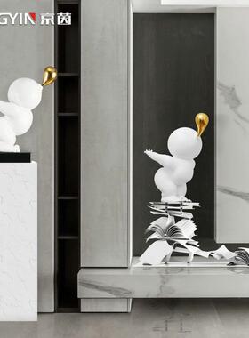 抽象吹泡泡人物雕塑酒店大厅装置艺术品客厅卡通橱窗装饰落地摆件