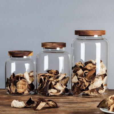 爱加家居大号储物罐咖啡罐家用相思木盖杂粮收纳密封罐泡酒玻璃瓶