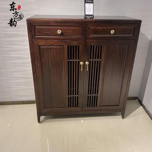 新中式 饰柜边角柜 乌金木鞋 柜餐边柜落地柜实木储物柜禅意玄关柜装