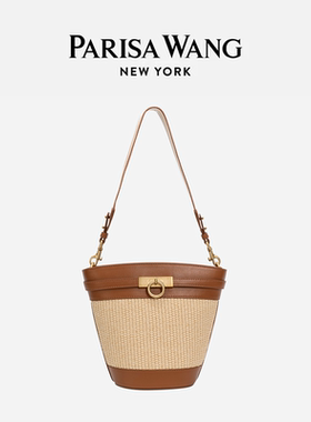钟楚曦同款ParisaWang包包Madison麦迪逊水桶包法式编织沙滩度假