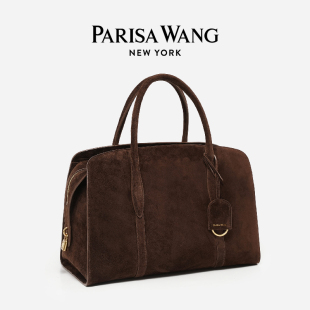 宋妍霏同款 Wang25年秋冬麂皮35大号手提包波士顿包羊皮 Parisa
