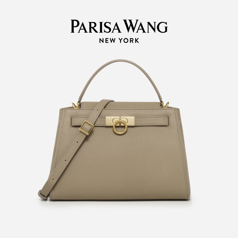 ParisaWang手提包大牛皮斜挎包