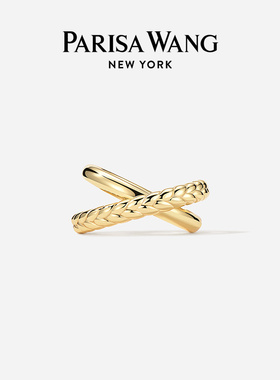 Parisa Wang23新品麦穗双环戒指设计师款18k金镀银