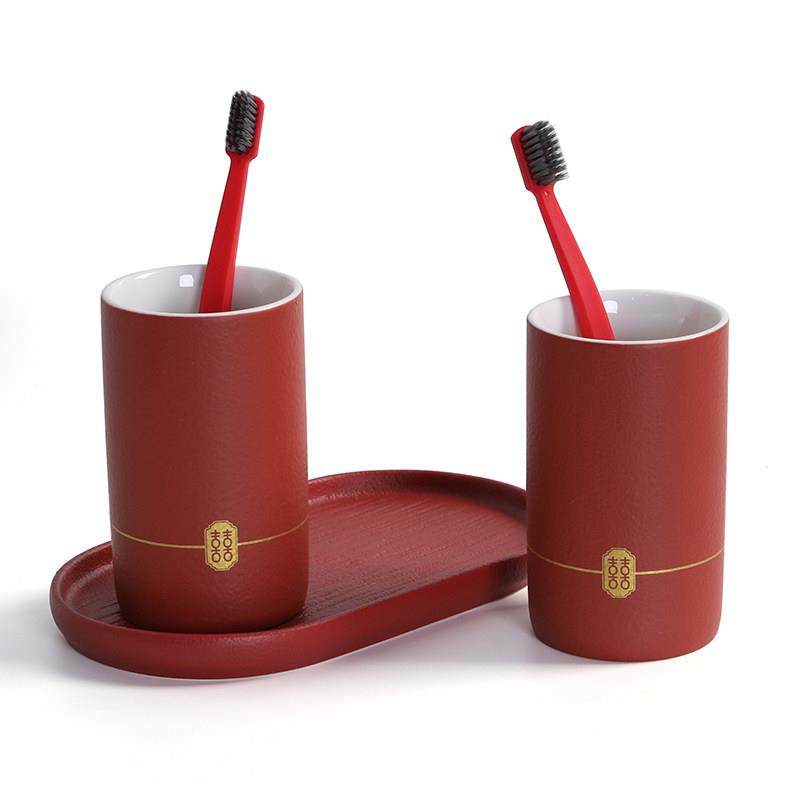 创意新婚红色漱口杯情侣陶瓷牙刷杯结婚喜杯子一对简约洗漱杯套装,家庭/个人清洁工具,洗漱杯,淘宝优惠券,粉丝福利购,淘宝优惠卷