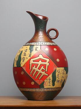 新中式陶瓷家庭摆件饰品客厅玄关置物架复古风隔断博古架插干花瓶