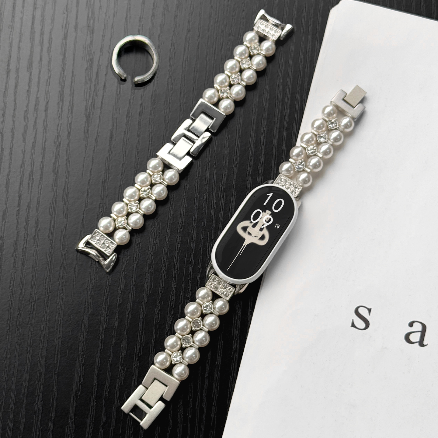 鑫景辉适用小米手环十字钻珍珠链