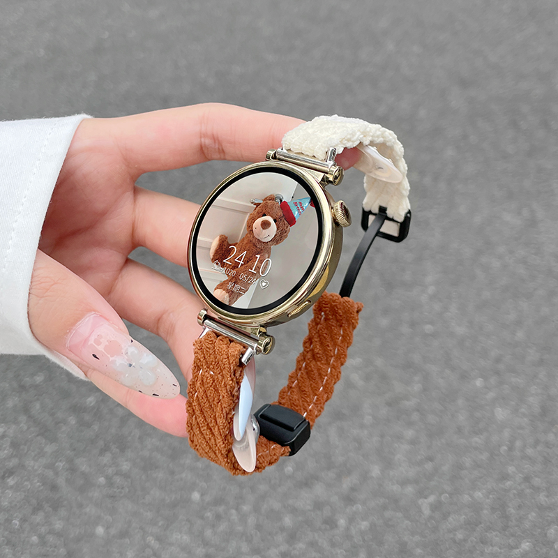 适用华为gt5表带gt4新款watchgt5pro磁吸灯芯绒gt3女生gt2秋冬新款gt智能荣耀magic2手表带时尚gs3i/41mm