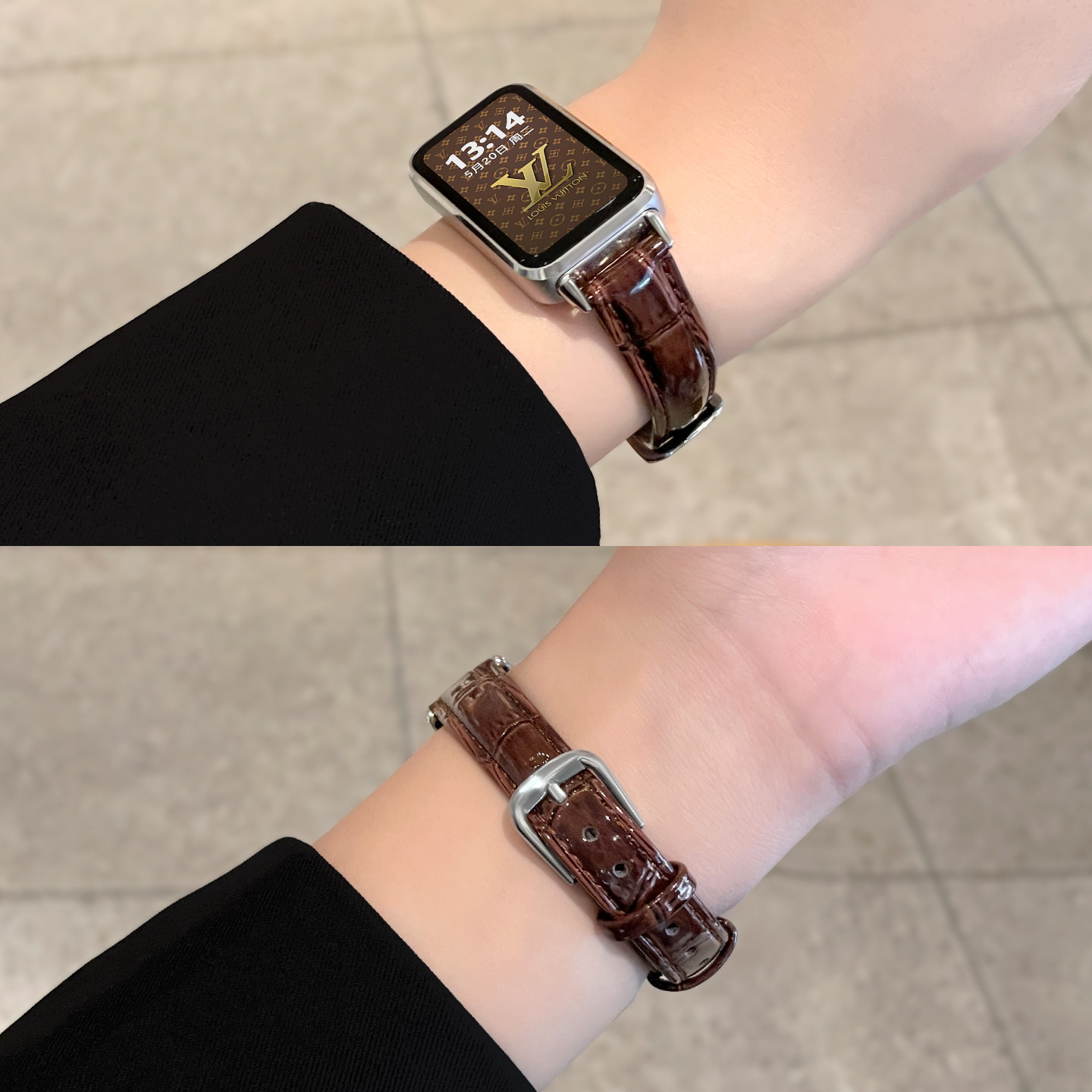 适用Keep手环B5带新款B4秋冬高级感亮面竹节纹真皮皮质手腕带keep智能运动手环B4lite男女时尚小众替换带配件