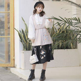 古装 澜芷明制比甲汉服女2024新款 素改良马面裙套装 袄裙汉元 秋冬季