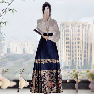 敦煌神女原创明制汉服女2024新款改良日常国风织金妆花马面裙套装