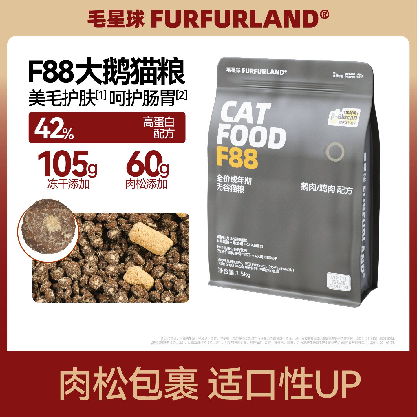 毛星球F88全价大鹅猫粮成幼猫生骨肉冻干无谷高蛋白鲜肉猫主食