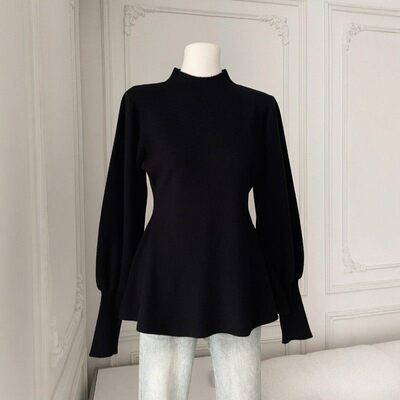 大尺码女装黑色半高领灯