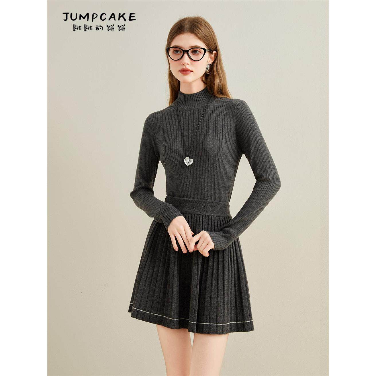 冬季福利款10山羊绒！灰色圆领毛针织衫短款上衣内搭显瘦打底毛衣