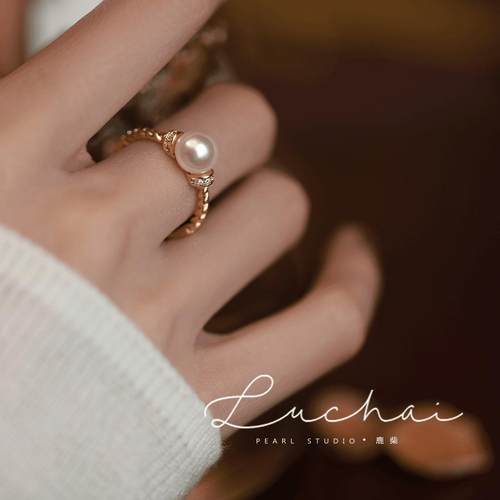 S925纯银珍珠戒指女轻奢小众百搭复古气质转运珠高级感ins潮新款