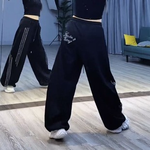 设计感爵士舞街舞宽松拖地裤 hiphop烫钻阔腿休闲裤 新款 秋季 舞蹈裤