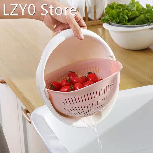 Double Drain Basket Vegetable Washing Basket Strainer Kitche