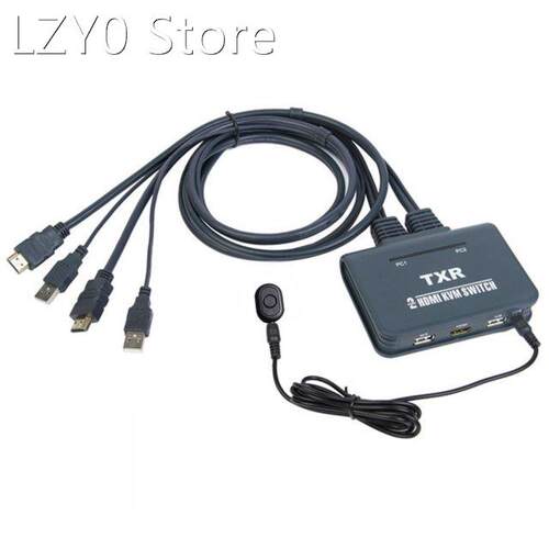 2 Port USB KVM Switch With Cables For TV Projector Keyboard