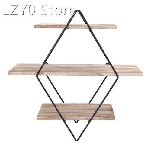 Vintage Iron Metal Wood Wall Storage Shelf Rack Industrial S