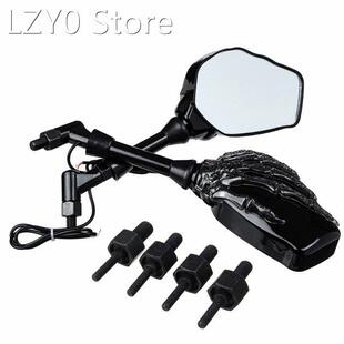 Motorcycle Side Mirror Skull Hand Claw Rear View Mirrors LED