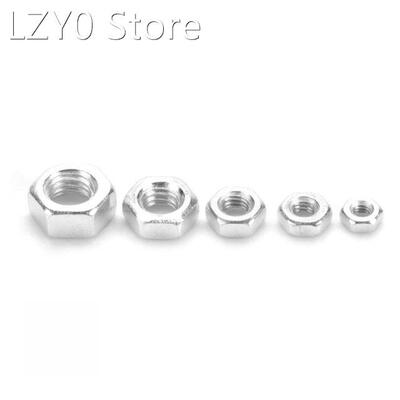 100Pcs/set Zinc Plated nut Carbon Steel Nut Thread Hex Nuts