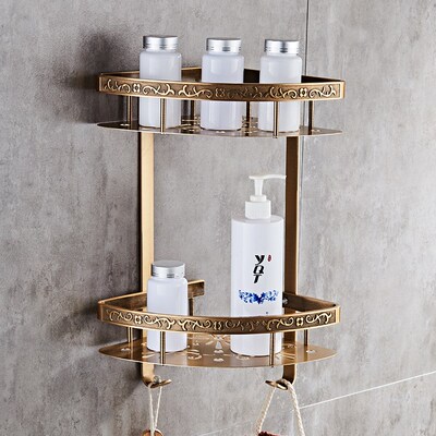 Bathroom shelf antique aluminum double layer bathroom corne
