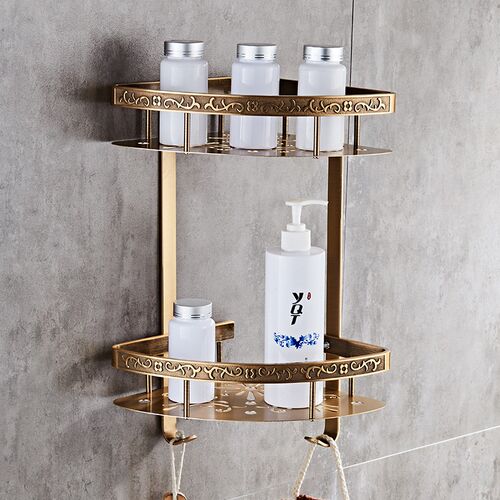 Bathroom shelf antique aluminum double layer bathroom corne