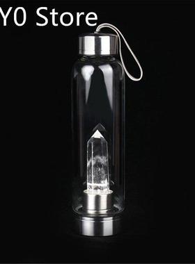 Natuurlijke Quartz Edelsteen Glas Water Fles Direct Drinkbek